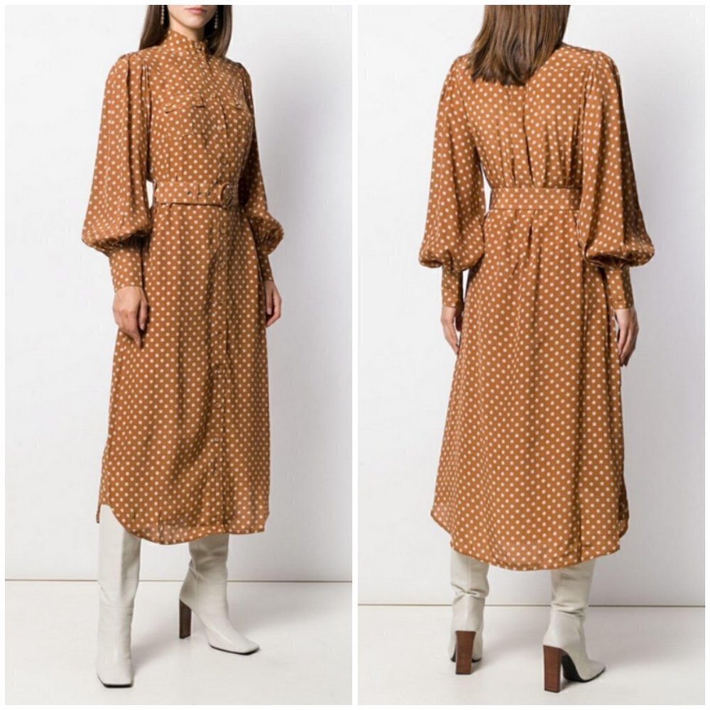💕ZIMMERMANN💕 Espionage Belted Silk Shirt Dress ~ Polka Dot Print 2